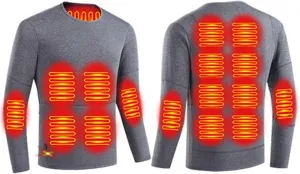 Men Electric Heated Underwear Tops 16 Zone USB Heating Thermal Shirt for Outdoor Cold Weather