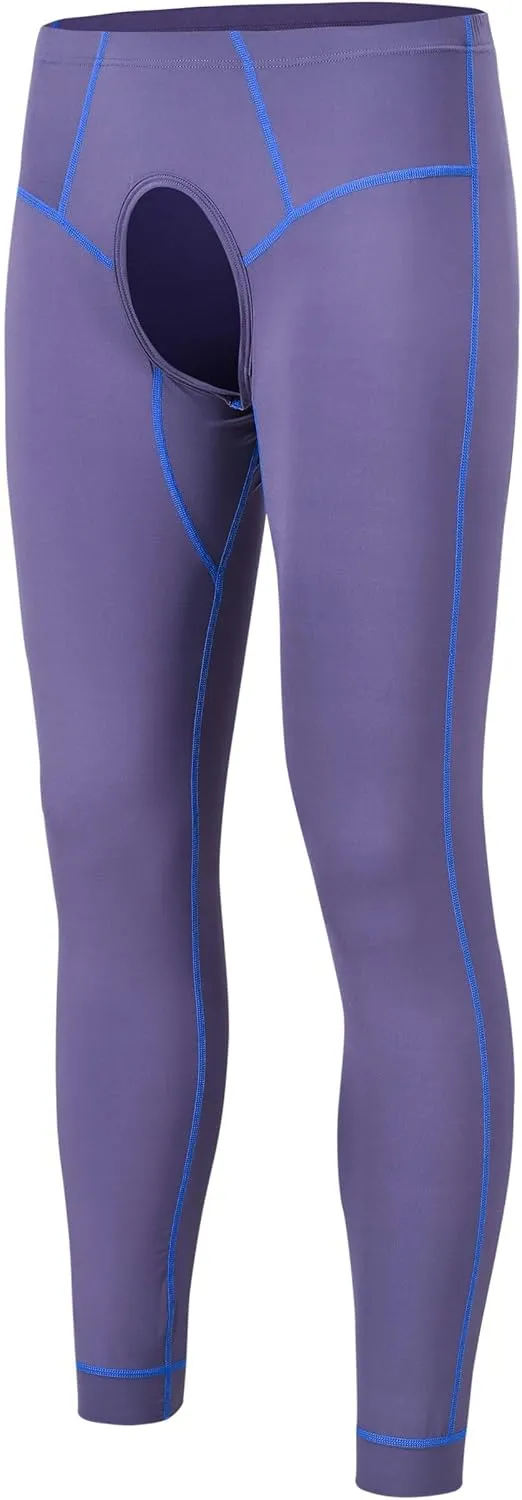 Men Thermal Underwear Open Front Long Johns Without Velvet Autumn and Winter Mens Base Layer Bottoms Leggings