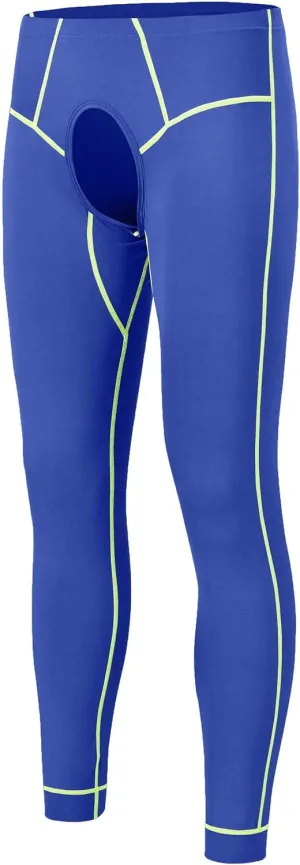 Men Thermal Underwear Open Front Long Johns Without Velvet Autumn and Winter Mens Base Layer Bottoms Leggings