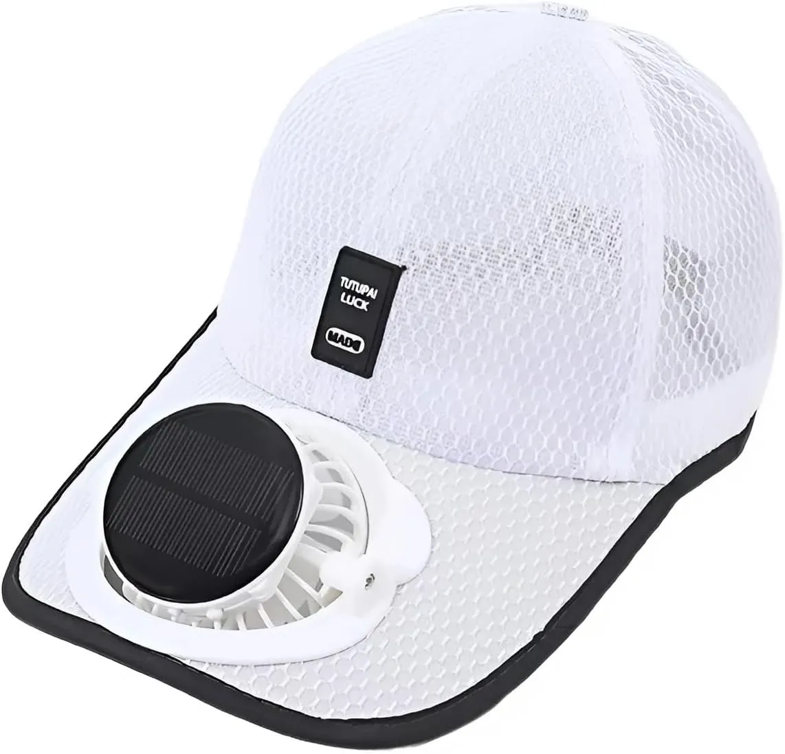 Mens Baseball Cap with Solar Fan – UV Protection Wide Brim Mesh Cap, Solar & USB Powered for Outdoor, Heat Relief