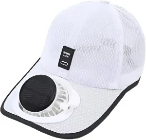 Mens Baseball Cap with Solar Fan – UV Protection Wide Brim Mesh Cap, Solar & USB Powered for Outdoor, Heat Relief