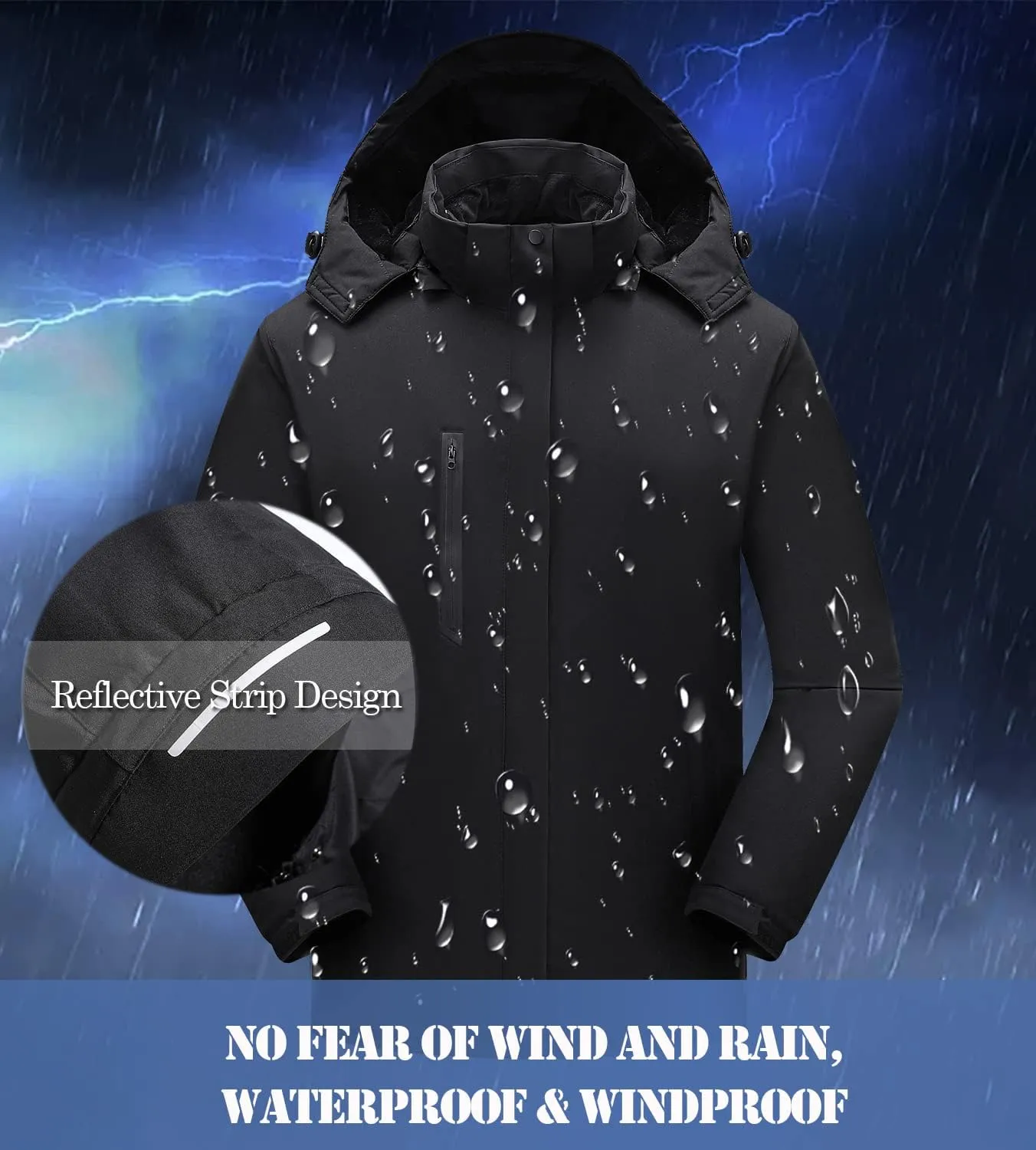 Mens Heated Jackets Detachable Hood, Washable Lightweight Zip Winter Jackets Coat, 3 Heating Levels & 9 Heating Zones