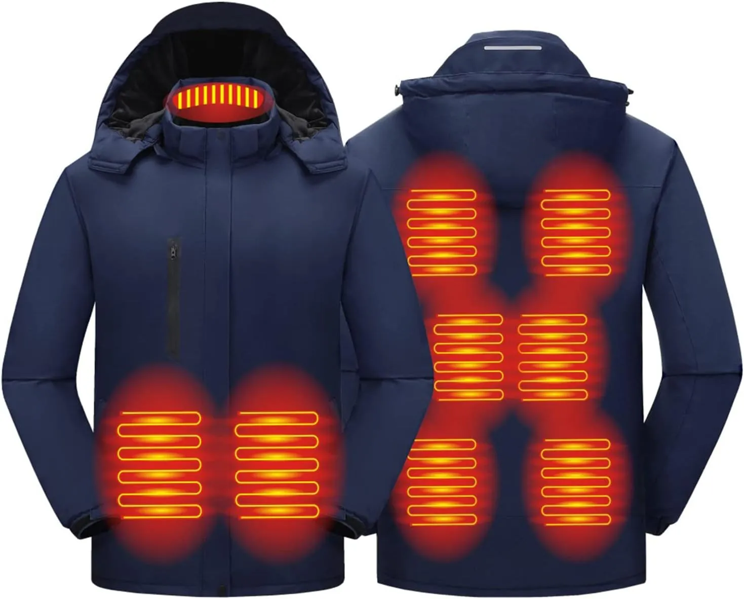 Mens Heated Jackets Detachable Hood, Washable Lightweight Zip Winter Jackets Coat, 3 Heating Levels & 9 Heating Zones