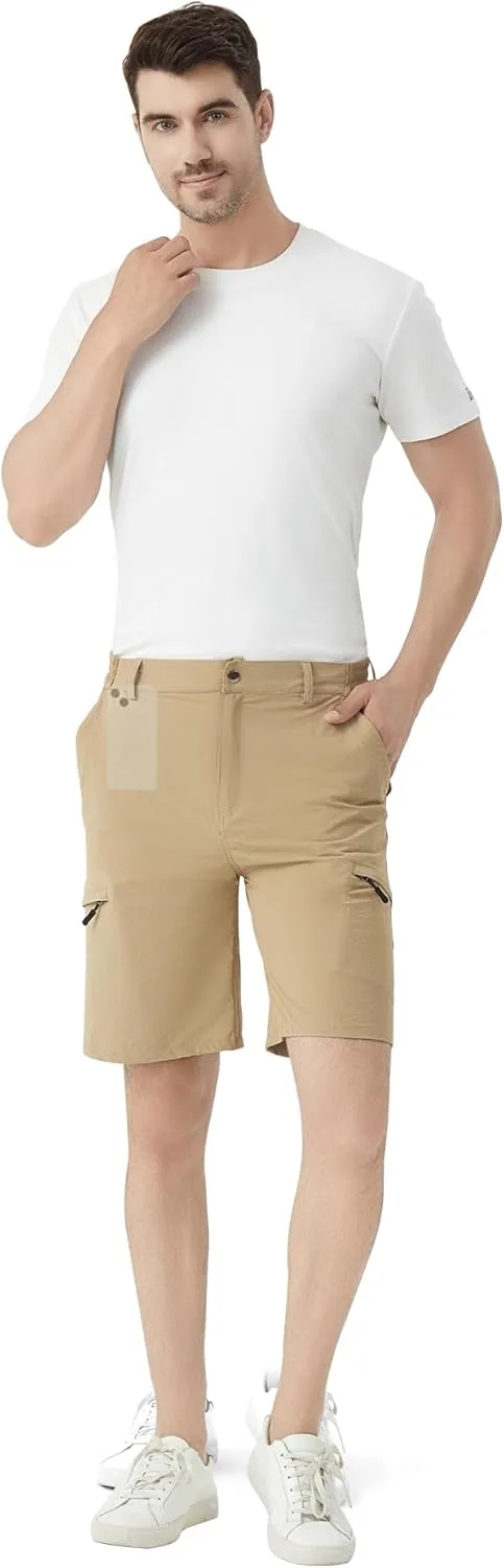 Men's Hiking Cargo Shorts 9" Stretch Quick-Dry Lightweight Outdoor Work Shorts with 6 Pockets for Casual Camping Fishing Golf