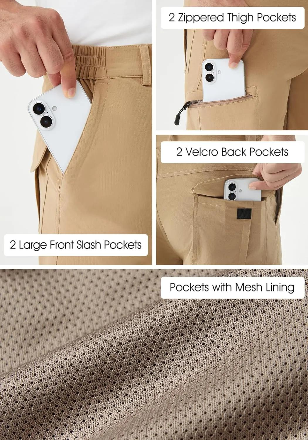 Men's Hiking Cargo Shorts 9" Stretch Quick-Dry Lightweight Outdoor Work Shorts with 6 Pockets for Casual Camping Fishing Golf