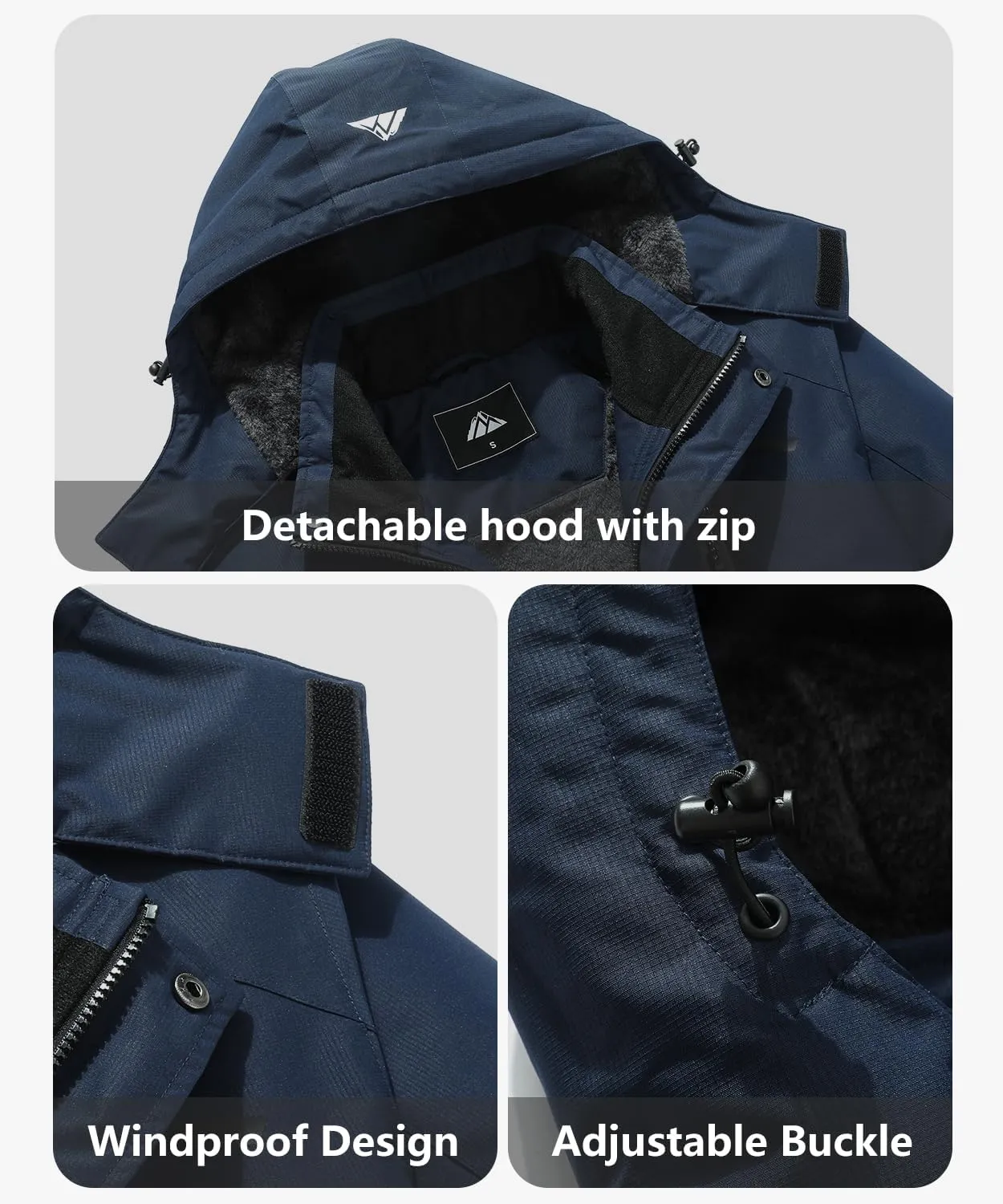 Men's Mountain Ski Jacket Waterproof Winter Coat Warm Snowboarding Jacket Snow Windbreaker Hooded for Hiking
