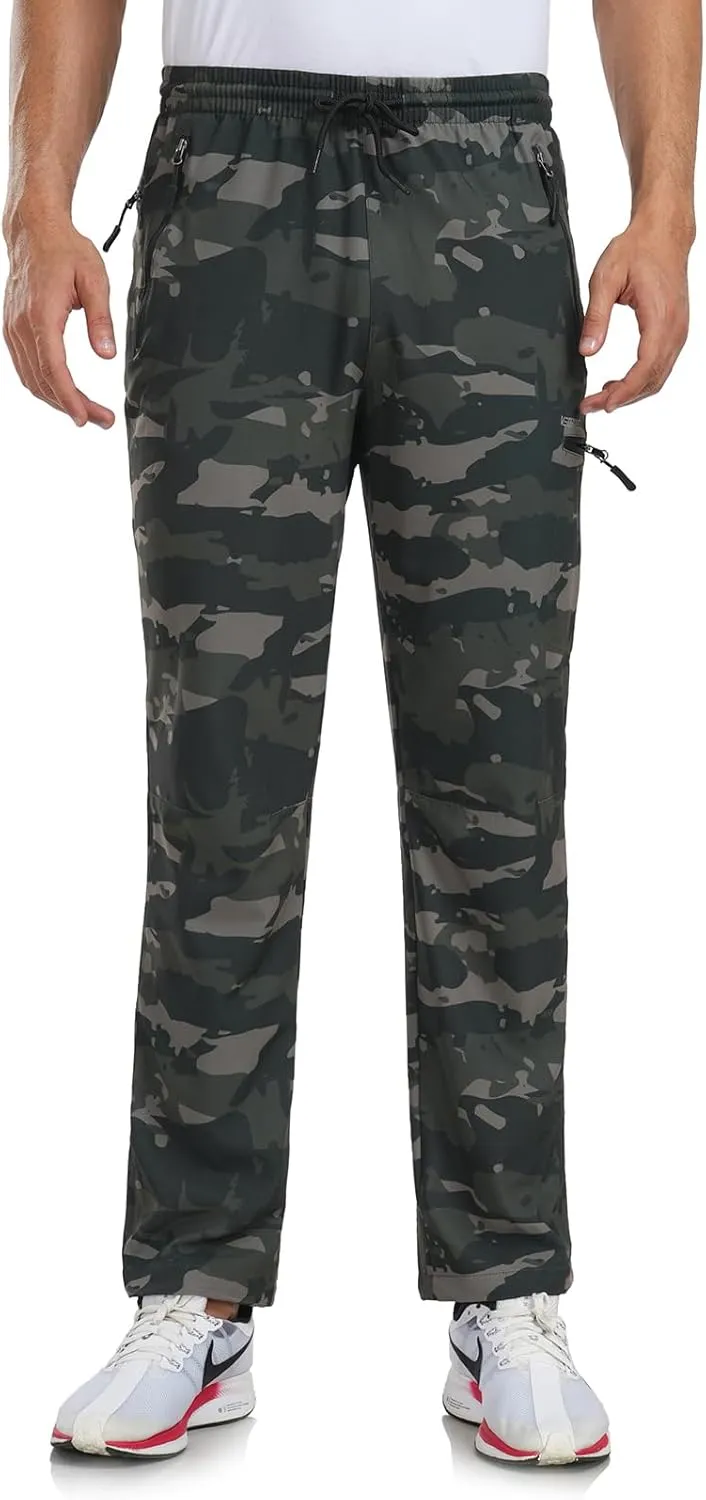 Mens Stretch Hiking Pants Cargo Quick Dry Lightweight Water Resistant Outdoor Fishing Pants Adjustable Bottom Pockets