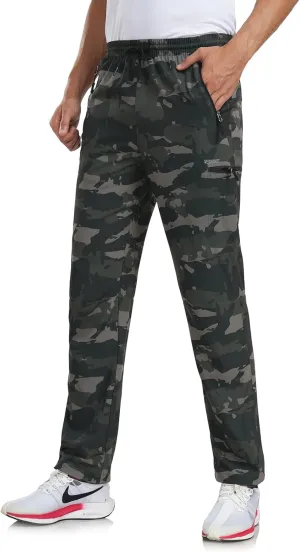 Mens Stretch Hiking Pants Cargo Quick Dry Lightweight Water Resistant Outdoor Fishing Pants Adjustable Bottom Pockets