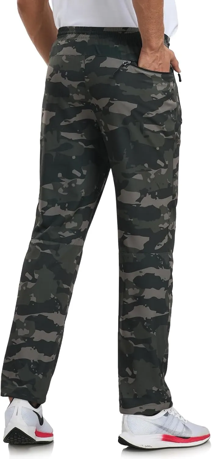 Mens Stretch Hiking Pants Cargo Quick Dry Lightweight Water Resistant Outdoor Fishing Pants Adjustable Bottom Pockets