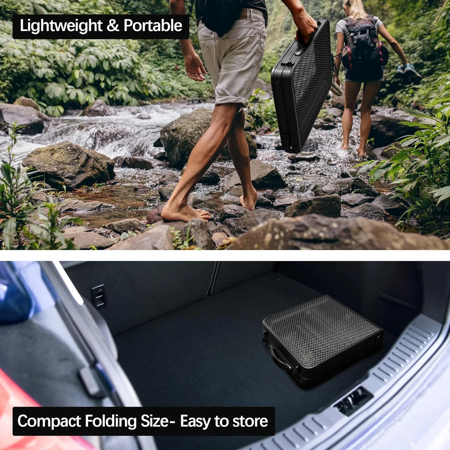 Metal Picnic Small Folding Table, Camping Grill BBQ Side Table for Outdoor Garden Patio Yard - Portable Lightweight, Compact & Height Adjustable Grill Stand