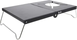 Mikikit Mini Camping Table Folding Portable BBQ Table Easy Setup Stainless Steel Outdoor Picnic