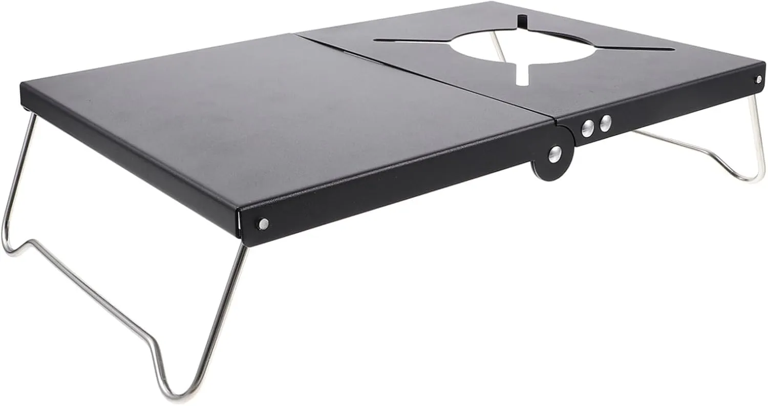 Mikikit Mini Camping Table Folding Portable BBQ Table Easy Setup Stainless Steel Outdoor Picnic