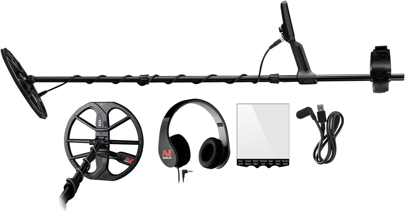 MINELAB Equinox 600 Multi-Frequency Waterproof Metal Detector for Adults with 11” Double-D Smart Coil & Wire Headphones (Option for 3 Single Frequencies, 3 Detect Modes)
