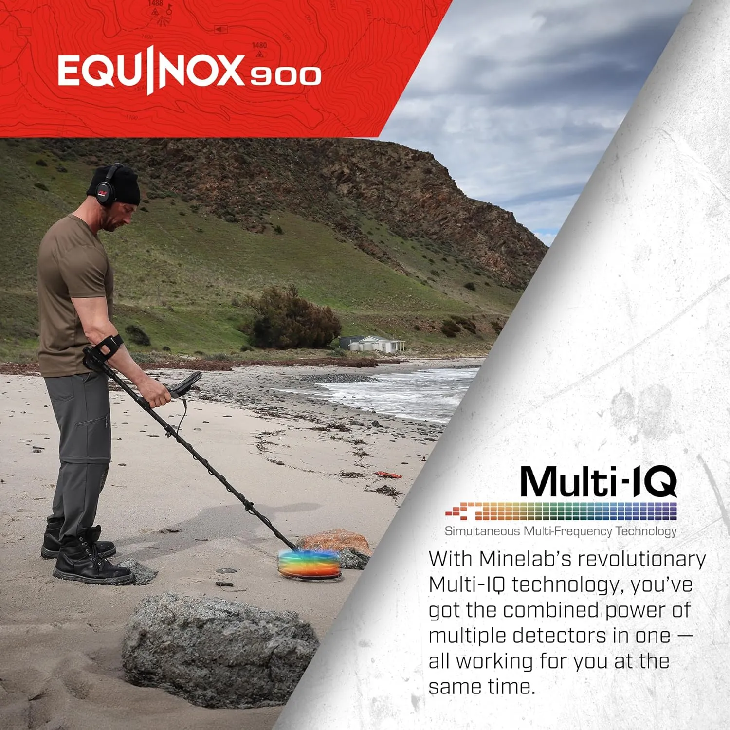 MINELAB Equinox 900 Multi-Frequency Collapsible Metal Detector for Adults Bundle with EQX 15 Coil