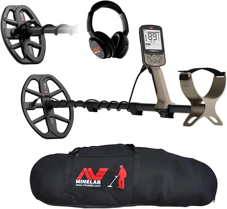 MINELAB X-Terra Elite Expedition Bundle, Waterproof, All Terrain Treasure Metal Detector, Multi-IQ Precision Targeting, Included V8X Coil, V12X Coil, ML85 Headphones, Charging Cable & Carry Bag