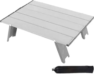 Mini Folding Camping Table,Portable Folding Table,Aluminium Portable Folding Dining Table,Tent Camping Table,Easy to Carry,for Camping Hiking Picnic Travel BBQ,Black, Silver