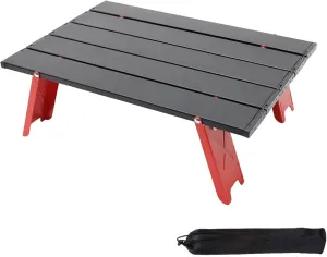 Mini Folding Camping Table,Portable Folding Table,Aluminium Portable Folding Dining Table,Tent Camping Table,Easy to Carry,for Camping Hiking Picnic Travel BBQ,woodcolor