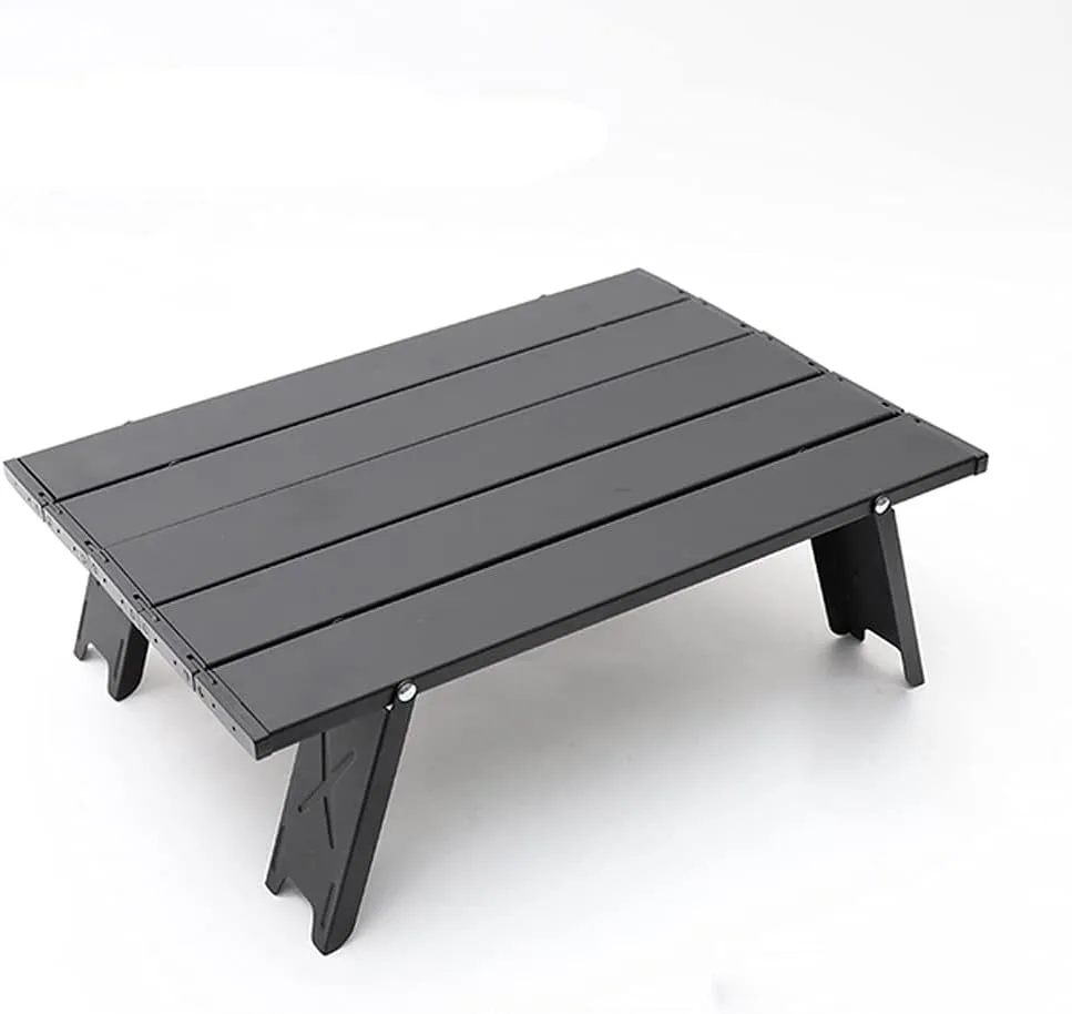 Mini Folding Table Camping Tent Table Camping Portable Coffee Table Home Bed Computer Table Aluminum Plate Table (Color : Red Size : 41.22913cm) (Black 41.2 * 29 * 13cm)