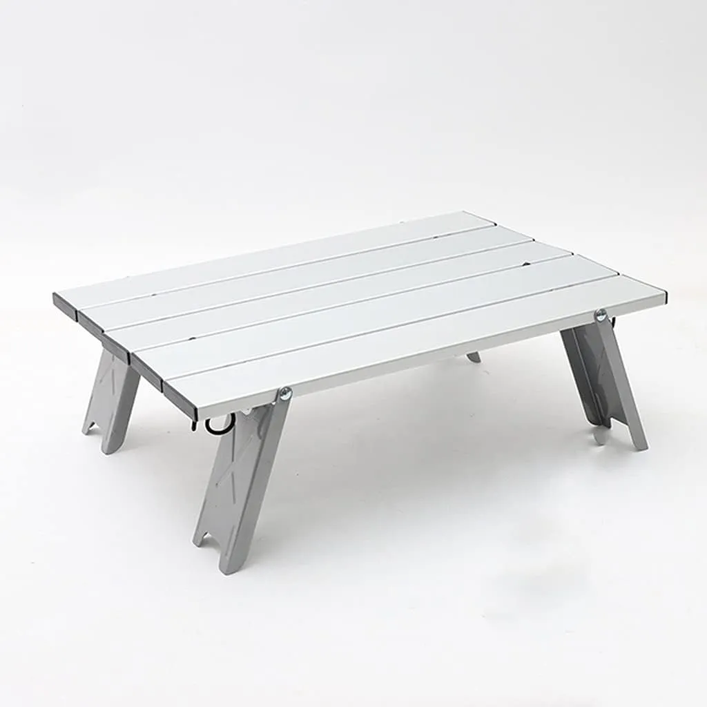Mini Folding Table Camping Tent Table Camping Portable Coffee Table Home Bed Computer Table Aluminum Plate Table (Color : Red Size : 41.22913cm) (Silver 41.2 * 29 * 13cm)