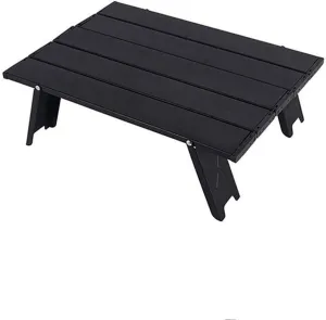 Mini Folding Table for Outdoor BBQ, Camping, Hiking & Picnic, Aluminum Alloy Portable Desk (Black)