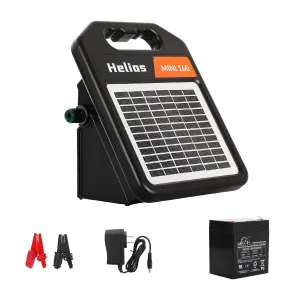 MINI160 10 Miles Portable Solar Electric Fence Charger with DayNight Mode, Black, 8.66x11.02x6.69 inches