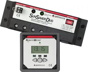 Morningstar SunSaver Duo 25A PWM Solar Charge Controller (SSD-25) - Solar Panel Regulator for Two 12V Batteries, Adjustable Charge Settings, Great for RVs/Boats, 5 Year WTY - Designed in The USA