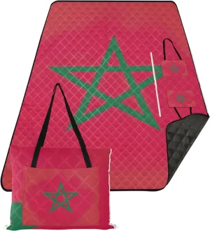 Morroco National Flag Beach Mat Waterproof Sandproof Outdoor Blankets for Grass Cute Picnic Essentials Foldable 80" x 60"