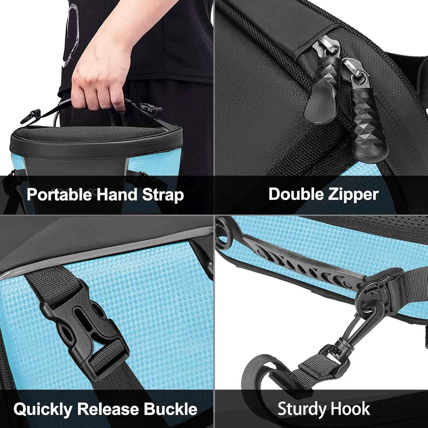MOSISO Motorcycle Tail Bag Multifunctional Waterproof Polyester Storage Saddle Bag, 10L Outdoor Sports Motorbike Rear Seat Light Tank Handbag Tool Carry Pouch with Shoulder Strap, Ice Blue