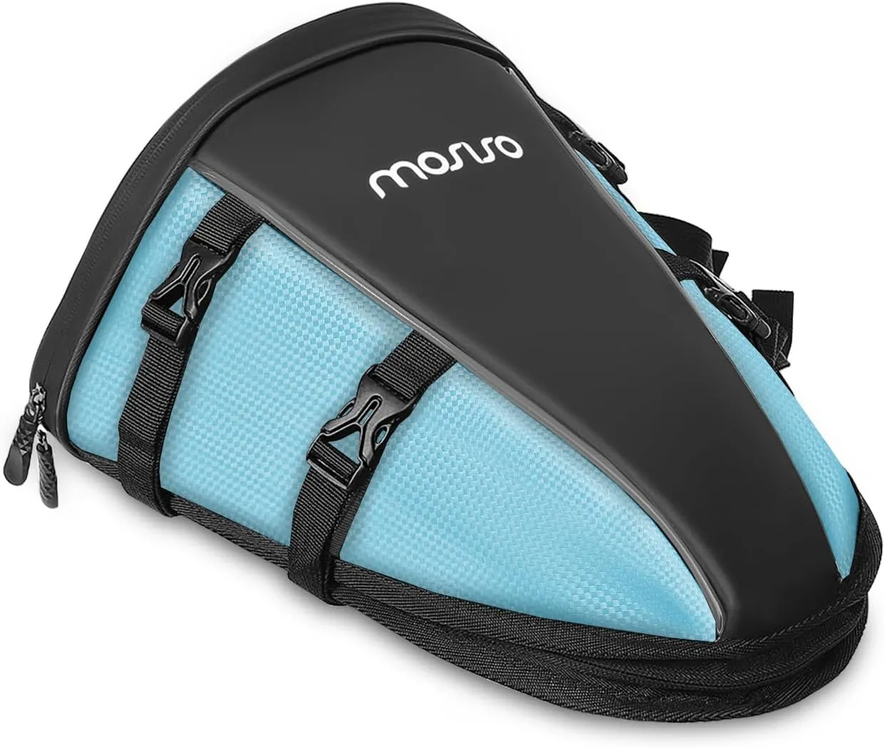 MOSISO Motorcycle Tail Bag Multifunctional Waterproof Polyester Storage Saddle Bag, 10L Outdoor Sports Motorbike Rear Seat Light Tank Handbag Tool Carry Pouch with Shoulder Strap, Ice Blue