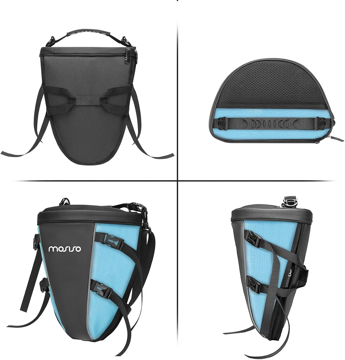 MOSISO Motorcycle Tail Bag Multifunctional Waterproof Polyester Storage Saddle Bag, 10L Outdoor Sports Motorbike Rear Seat Light Tank Handbag Tool Carry Pouch with Shoulder Strap, Ice Blue