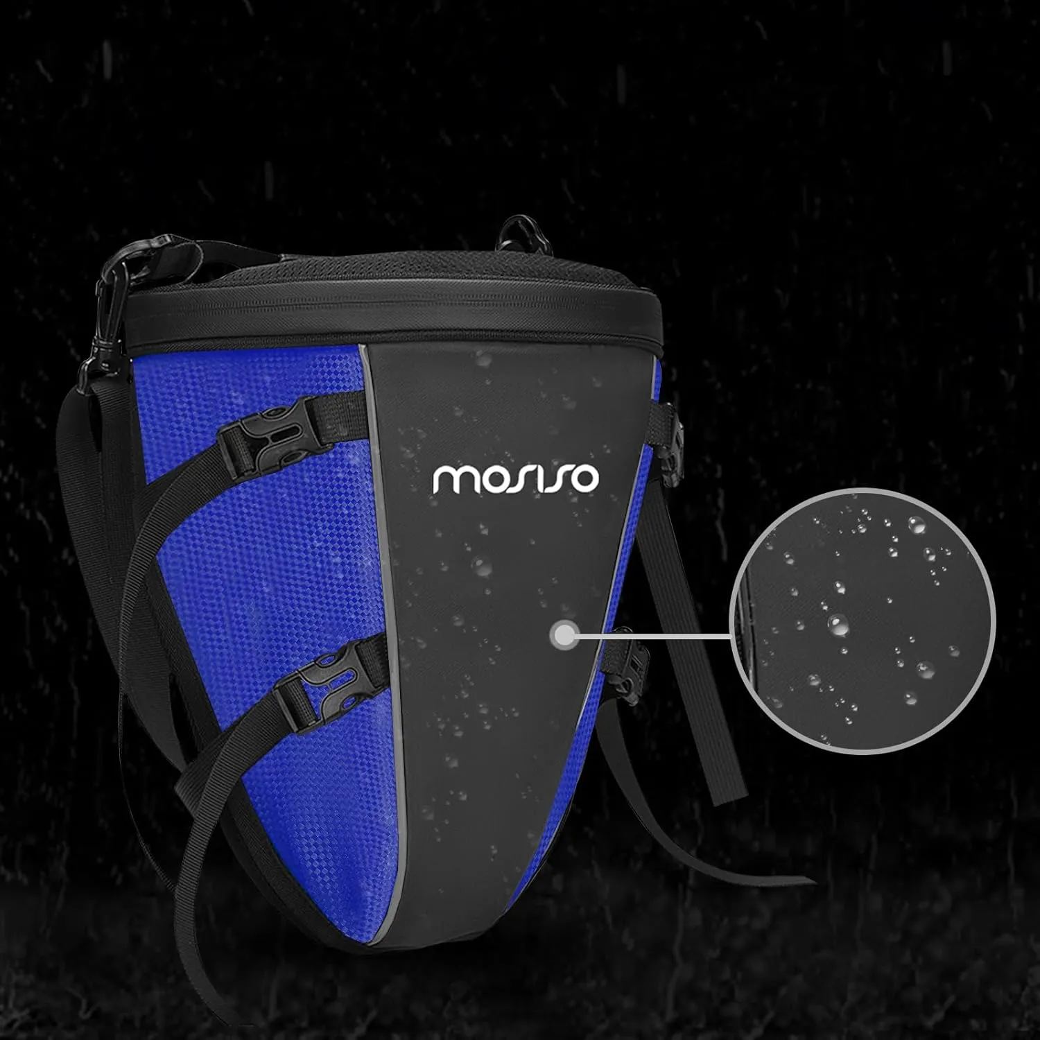 MOSISO Motorcycle Tail Bag Multifunctional Waterproof Polyester Storage Saddle Bag, 10L Outdoor Sports Motorbike Rear Seat Light Tank Handbag Tool Carry Pouch with Shoulder Strap, Royal Blue