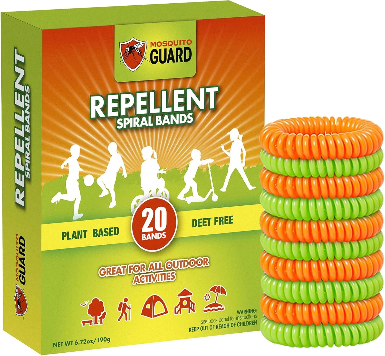 Mosquito Guard 20 Deet Free Mosquito Repellent Bracelets for Kids - Camping Essentials Bug Repellent Bracelets - Mosquito Repellent Outdoor Patio Bands - Summer Essential Bug Bracelets Repellent Kids