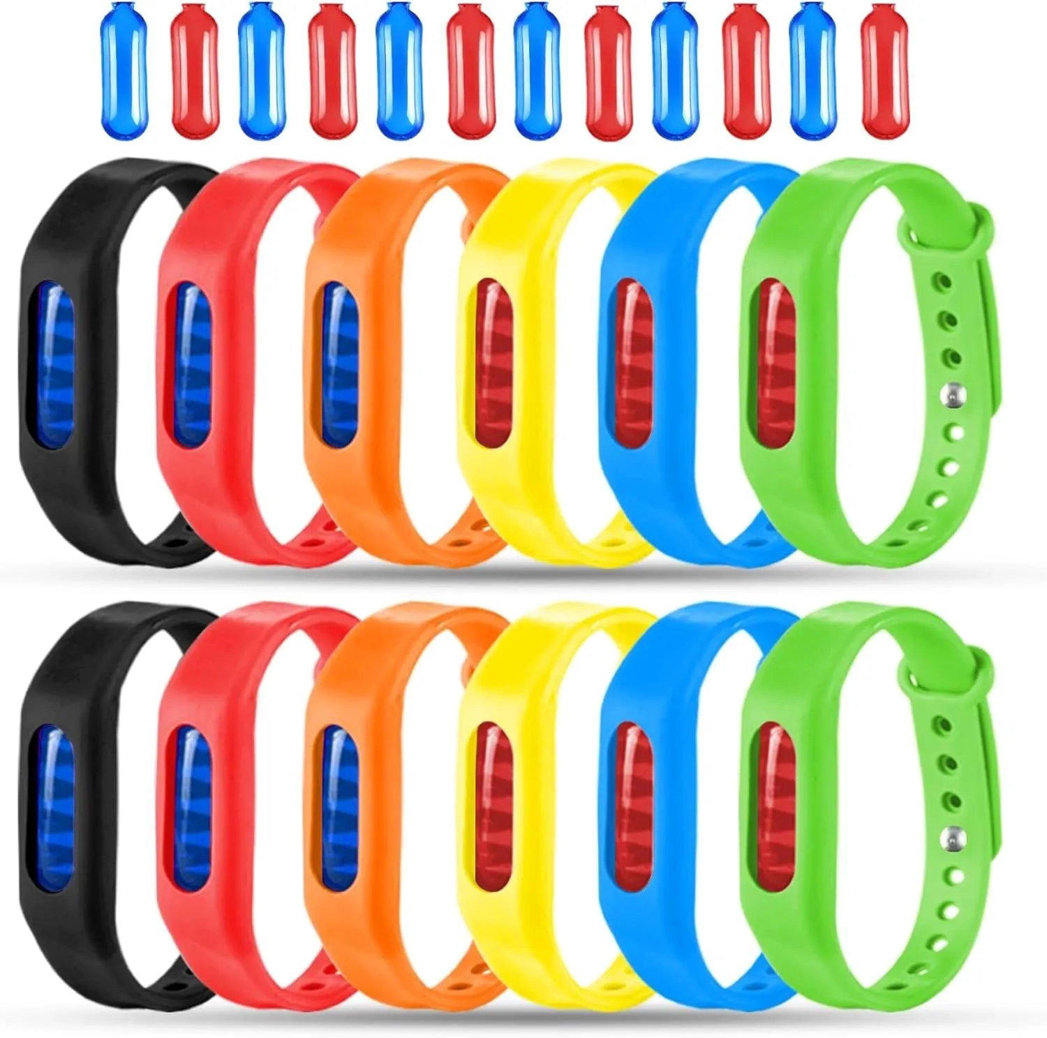 Mosquito Repellent Bracelets 12 Pack, Individually Wrapped Mosquito Repellent Bands for Kids and Adults, Deet Free Mosquito Repellent Wristbands with 12 Extra Refills