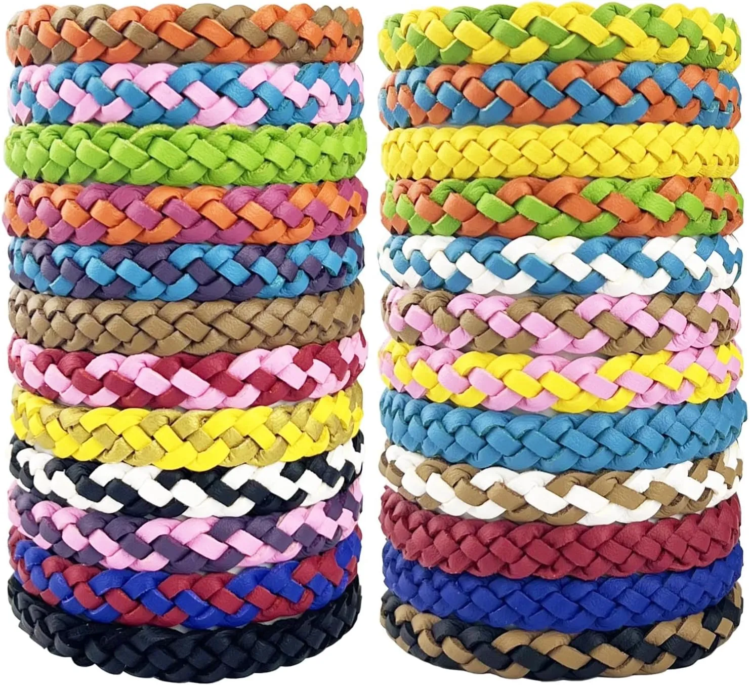 Mosquito Repellent Bracelets 24 Pack, PU Leather Mosquito Repellent Bands, DEET Free Mosquito Wristbands Safe for Adults and Kids Indoor Outdoor Camping Swimming Fishing Traveling