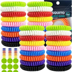 Mosquito Repellent Bracelets 36 Pack, Individually Wrapped Mosquito Repellent Bands with 60 Pcs Mosquito Stickers Patches, DEET Free Mosquito Repellent Wristbands for Adults and Kids