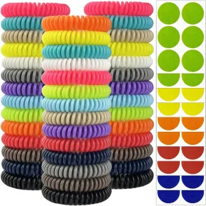 Mosquito Repellent Bracelets 45 Pack, Individually Wrapped Mosquito Repellent Bands with 60 Pcs Mosquito Stickers Patches, DEET Free Insect Bug Repellent Wristbands for Adults and Kids