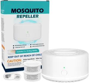 Mosquito Repellent Outdoor Patio Devices, Electronic Mosquito Repeller for Camping Outing Hiking, Portable Plant-Based DEET-Free Mosquito Control Device(Coming with 2 Refills)
