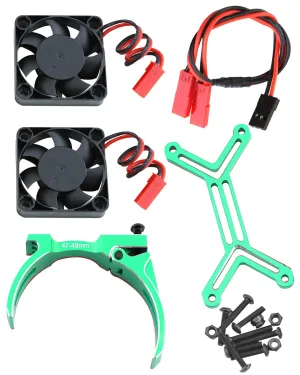Motor Cooling Fan with 47-49mm Adjustable Mount Upgrades Part for 1/8 1/5 Infraction,Felony,Limitless,4985 1717 Motor,Aluminum 4010 High Speed Cooling Dual Fans 15000 RPM Heatsink,Green