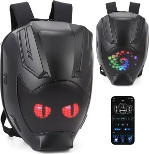 Motorcycle Backpack for Men LED Backpack, DIY Programming GIFs, Hard Shell, 40-55L Large Capacity and Waterproof Laptop Backpack