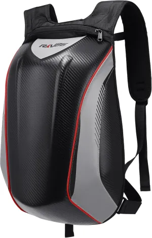 Motorcycle Backpack for Men, Waterproof Helmet Backpack Hard Shell 35L Large Capacity with Expandable Storage and Rain Cover, Black
