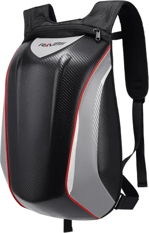 Motorcycle Backpack for Men, Waterproof Helmet Backpack Hard Shell 35L Large Capacity with Expandable Storage and Rain Cover, Gray