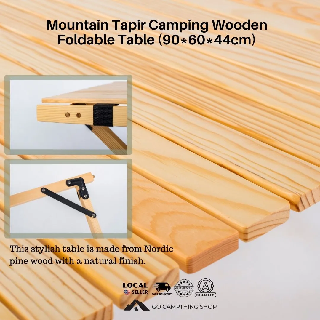 Mountain Tapir Camping Wooden Foldable Table (90*60*44cm)
