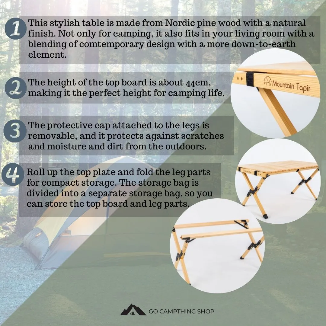 Mountain Tapir Camping Wooden Foldable Table (90*60*44cm)