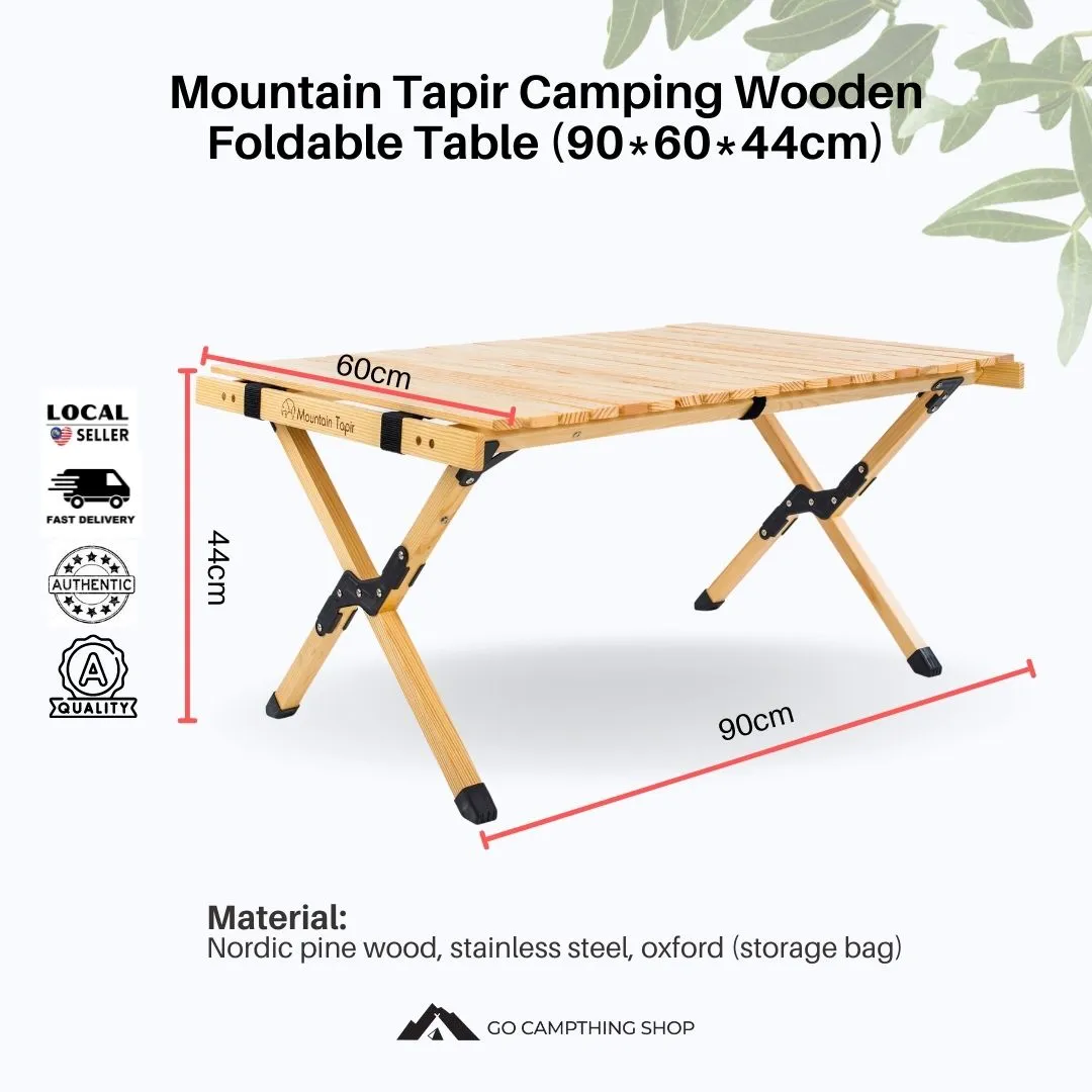 Mountain Tapir Camping Wooden Foldable Table (90*60*44cm)