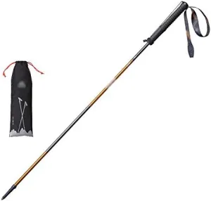Mountaineering Pole Folding Outdoor Carbon Pole Aluminum Alloy Straight Handle,Four-Section Carbon Ultralight Outdoor Off-Road Equipment