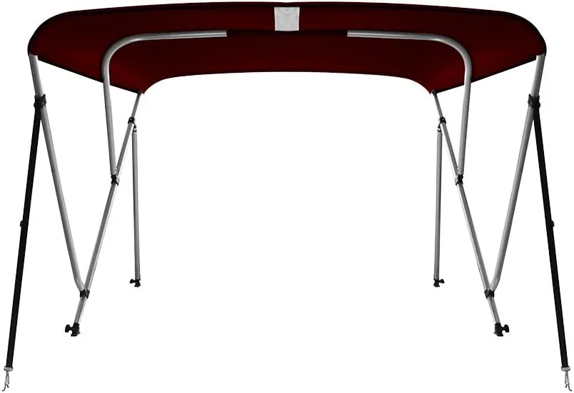 MSC 3 Bow 4 Bow Bimini Top Boat Cover,600D Solution Dyed Polyester,2 Support Poles& 4 Adjustable Straps Included