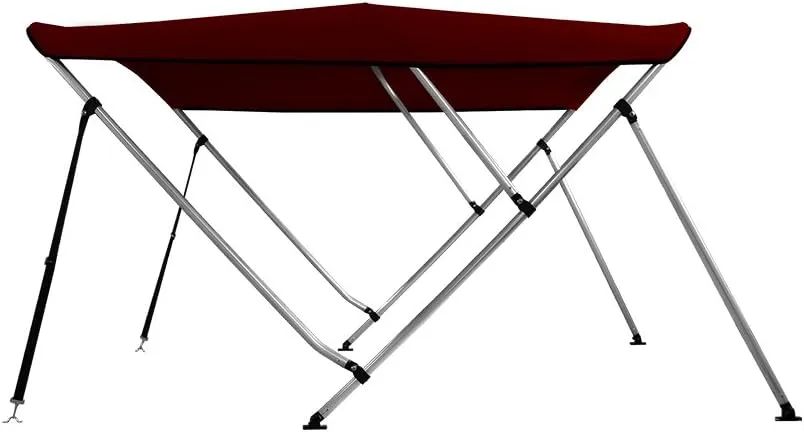 MSC 3 Bow 4 Bow Bimini Top Boat Cover,600D Solution Dyed Polyester,2 Support Poles& 4 Adjustable Straps Included