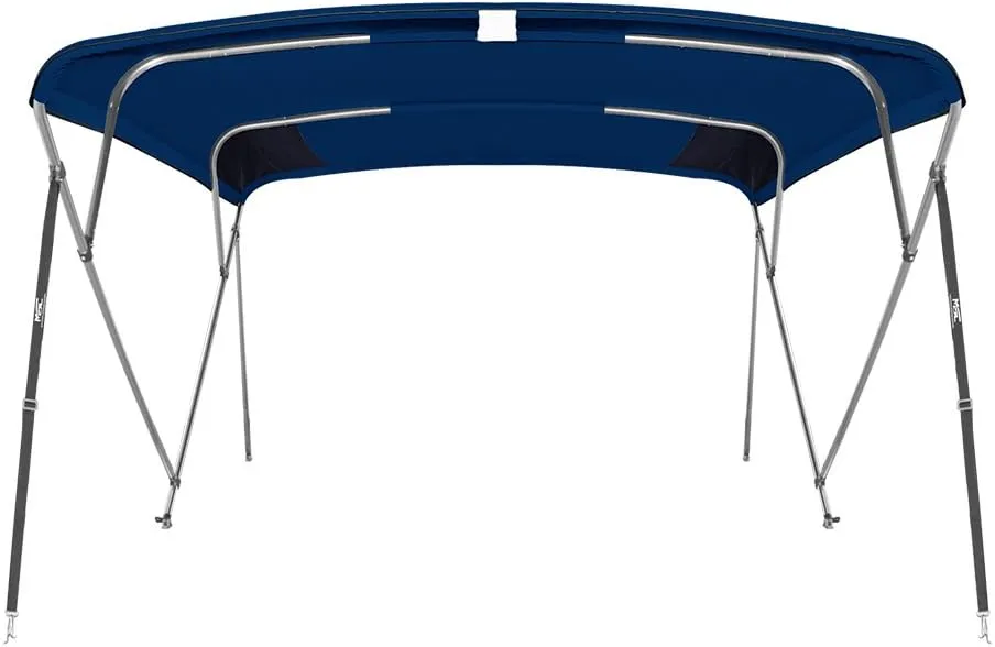 MSC 3 Bow 4 Bow Bimini Top Boat Cover,600D Solution Dyed Polyester,2 Support Poles& 4 Adjustable Straps Included