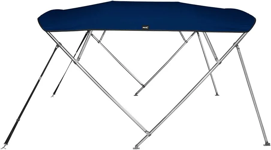 MSC 3 Bow 4 Bow Bimini Top Boat Cover,600D Solution Dyed Polyester,2 Support Poles& 4 Adjustable Straps Included