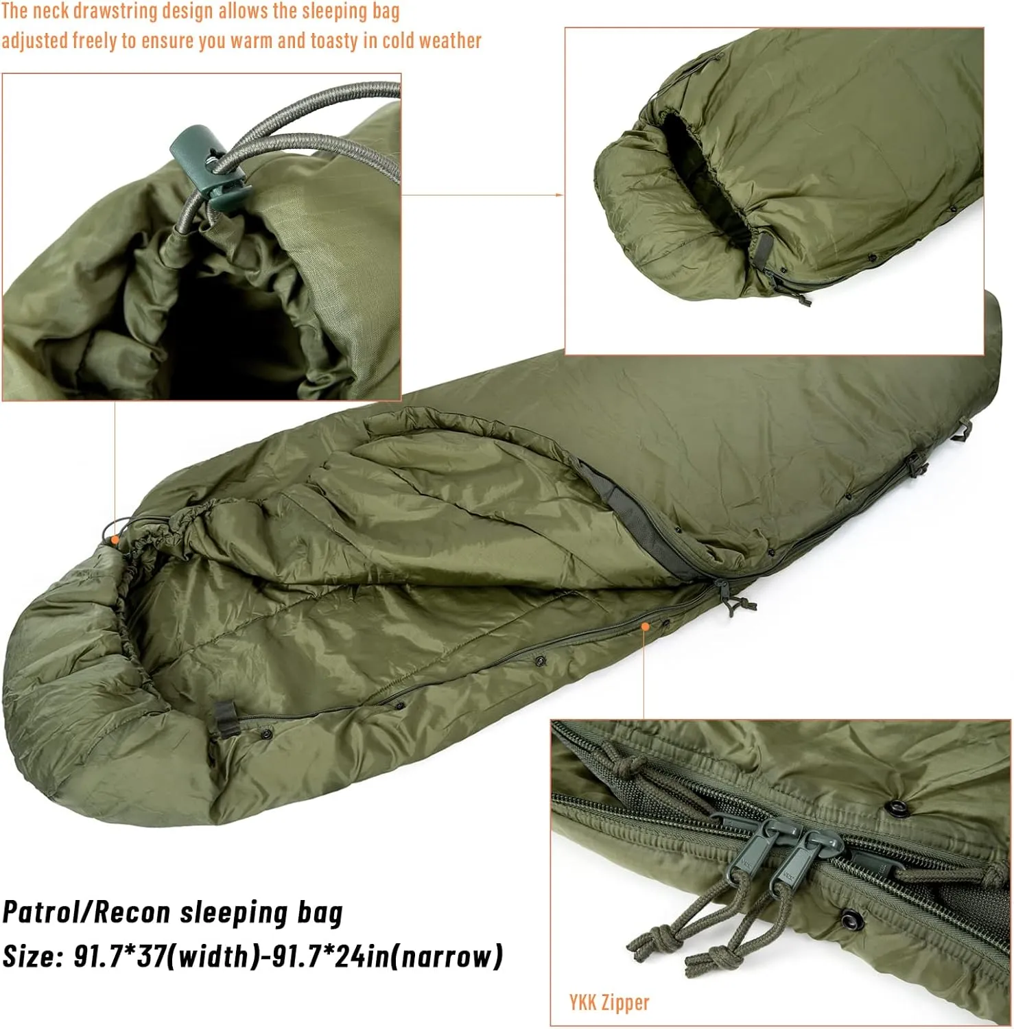 MT Army Military Modular Sleeping Bags System, Multi Layered with Bivy Cover for All Season, Woodland/Multicam